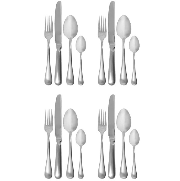 House Doctor Sada příborů z nerezové oceli Brush Silver – set 16 ks, stříbrná barva, kov