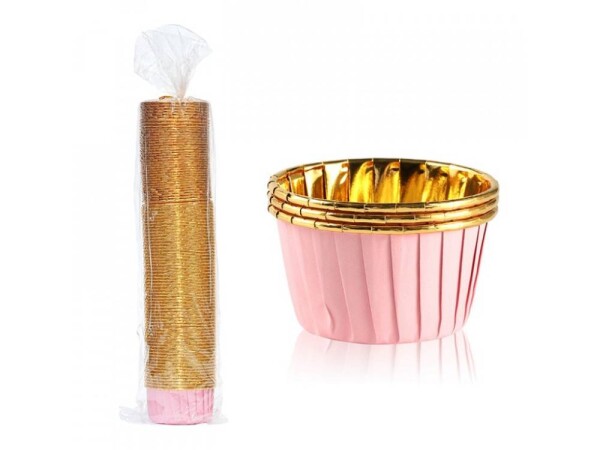 Cake Star Cake Star Alobalové pevné košíčky na muffiny růžové se zlatým vnitřkem (50 ks)