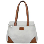 Trendy dámská koženková kabelka na rameno Remiga, světle šedá