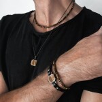 Luxusní pánský náramek Antonio Gold - tygří oko, zlatý hematit, Hnědá 20 cm