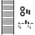 CERANO Koupelnový radiátorový set Stefano - ústřední vytápění - boční připojení - 677W - černá matná - 1210x650 mm