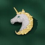 Luxusní brož ve tvaru jednorožce Amalthea, Stříbrná