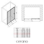 CERANO - Sprchové posuvné dveře Varone LINE L/P - 6 mm - černá matná, mléčné sklo - 130x195 CER-662656