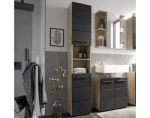 Vysoká koupelnová skříňka Vista 34 cm, dub viking/černá