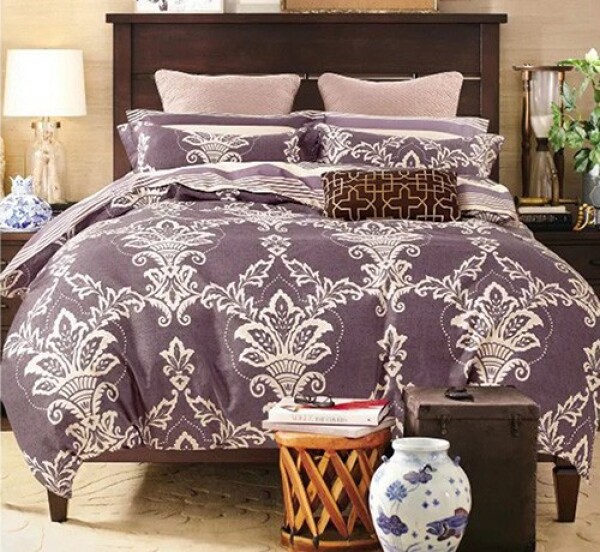 Fialové ložní povlečení s ornamenty 2ks 70x80 cm (standard zdarma) Šířka: 160 cm | Délka: 200 cm, 1ks plachta zdarma 180 x 230cm