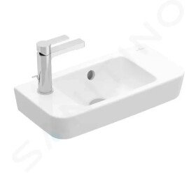 VILLEROY & BOCH - O.novo Umývátko Compact 500x250 mm, s přepadem, otvor pro baterii vlevo, AntiBac, CeramicPlus, alpská bílá 4342L5T2