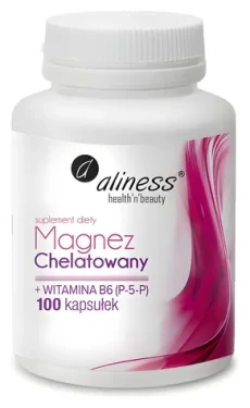 Aliness Chelated Magnesium 650 mg + B6 / Doplněk stravy / 100 kapslí / bez lepku / bez cukru