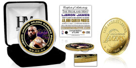 Highland Mint Sběratelská pamětní mince LeBron James 40,000 Career Points Gold Coin