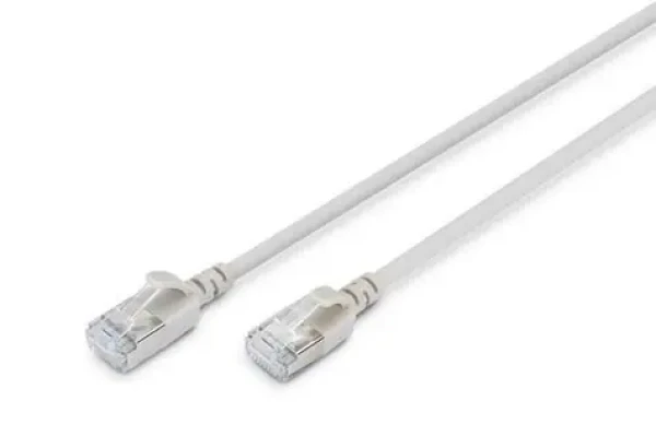 Digitus CAT 6A Slim šedá / Patch kabel / F/FTP / 1,5 m / AWG 32/7 / 10 Gbit/s / PoE+ (DK-1632-A-015S)