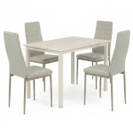 Jídelní set s 4 židlemi, 110x70x75cm, mdf, travertin, ASE-1039 CRM2