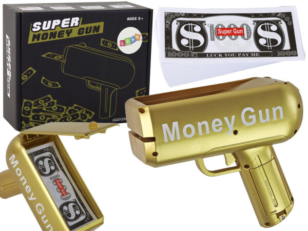 Mamido Střílející zlatá pistole na peníze - Money Gun bankovky