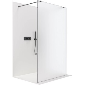CERANO Sprchová zástěna Walk-in Onyx Duo L/P - 8 mm - hranatá vzpěra - černá matná, mléčné sklo - 160x200 cm