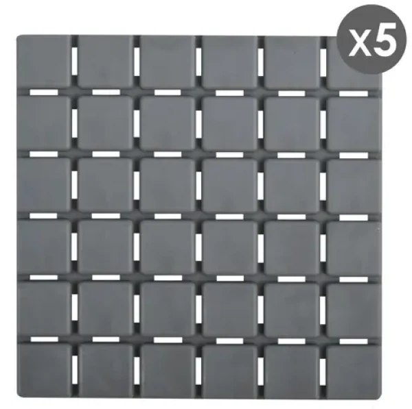MSV QUADRO sada 5 ks protiskluzových podložek šedá / SBS kaučuk / 13 x 13 cm