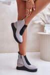 Lakované Kotníkové Boty Na Klínu Zateplené Šedé Vinceza 66703 40