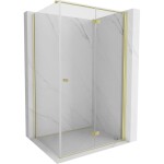 MEXEN/S - Mist-F sprchový kout skládací dveře pravá 85 x 90, transparent, zlato kartáčovaná 8A6T-085-090-55-00-P