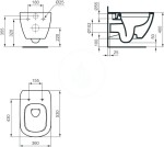 IDEAL STANDARD - Tesi Závěsné WC se sedátkem SoftClose, Rimless, bílá T355101