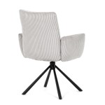 Židle jídelní, krémová manšestrová látka, 360° vratný mechanismus, černý kov