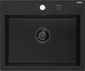 MEXEN - Oscar granitový dřez 580 x 490 mm, černá, černý sifon 6519581000-77-B