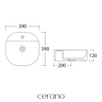 CERANO - Umyvadlo keramické - na desku - Vento - bílá lesklá - 39x39 CER-680338