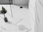 MEXEN/S - Stone+ obdélníková sprchová vanička 80 x 70, bílá, mřížka černá 44107080-B
