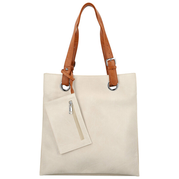 Módní dámská koženková kabelka na rameno Paytona, krémová