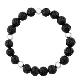 Korálkový náramek Filip - 10 mm lávový kámen, chirurgická ocel, Černá 25 cm