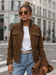 Dámská semišová bunda / bomber TY5578 Tmavě hnědá - Fashion Street tmavě hnědá S