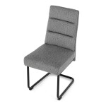 Židle jídelní, taštičkové pružiny v sedáku, madlo na opěráku, světle šedá látka, černý kov