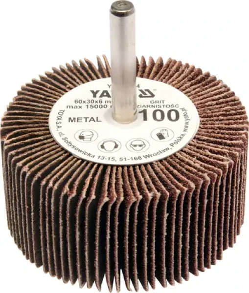 YATO Kotouč lamelový radiální / 60x30 mm / Zrnitost P-60 / Průměr stopky 6 mm