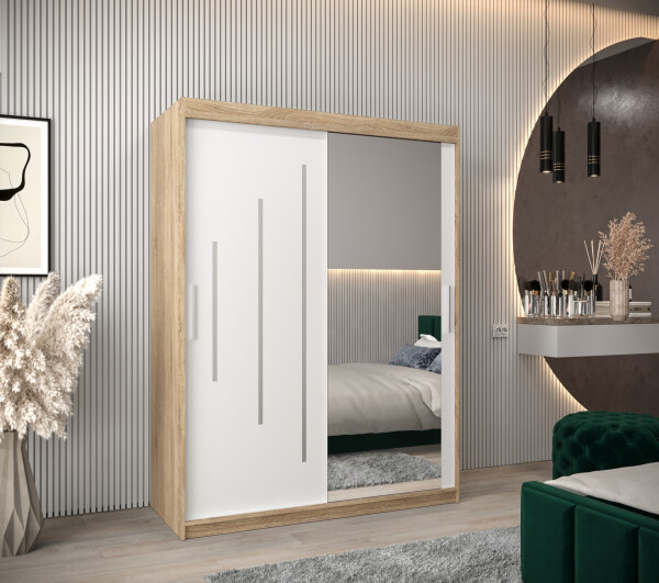 Šatní skříň Abi Y2 Barva korpusu: Dub Sonoma, Rozměry: 150 cm, Dveře: Bílá