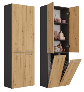 FRONTI Koupelnová skříňka NEL DD 2K 60 Antracit + dub artisan