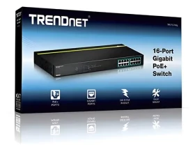 TRENDnet TPE-TG160g / Switch / 16x Gigabit PoE+ / 246 W / 32 Gbit/s / Rack 1U / kovové provedení (TPE-TG160G)