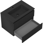 MEXEN/S - Rivel koupelnová skříňka 70 cm s umyvadlem Otis, 2 zásuvky, reliéf , černá mat 91A20-07047-2-BFF71-W18M71