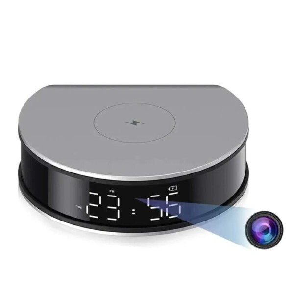 Špionážní budík se skrytou Full HD IP kamerou a bezdrátovým dobíjením - H300