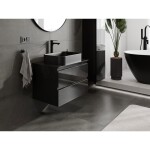 MEXEN/S - Orio koupelnová skříňka pod umyvadlo 70 cm s deskou, 2 zásuvky, černá lesk 91A10-07047-2-BFFC70