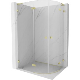 MEXEN/S - Lunar L sprchový kout čtvrtkruh křídlový levá 80 x 70, transparent, zlato kartáčovaná 833L-080L-070P-55-00
