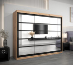 Šatní skříň Abi Ro2 Barva korpusu: Dub Sonoma, Rozměry: 250 cm, Dveře: Černá