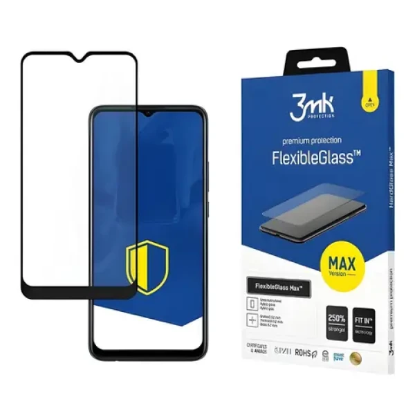 3mk FlexibleGlass Max pro Oppo A15/A15S černá / Hybridní sklo / tvrdost 7H / tloušťka 0,2 mm