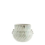 MADAM STOLTZ Keramický obal na květiny Off White 15 cm, krémová barva, keramika