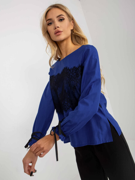 Dámská halenka LK-BZ-506877.15x Královská modř s černou - FPrice královská modř XL-42