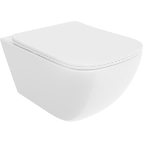 MEXEN/S - Timo Závěsná WC mísa Rimless Tornado včetně sedátka s slow slim, duroplast, bílá lesk 30650200T