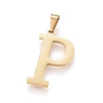 Sada přívěsku a náušnic z nerezové oceli - písmeno - zlatá - 20 ~ 23 mm x 13 ~ 19 mm - 1 ks Písmena: E