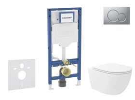 GEBERIT - Duofix Set předstěnové instalace, klozetu Oudee Vortex a sedátka softclose, tlačítko Sigma01, lakovaný matný chrom SANI11CA1155B