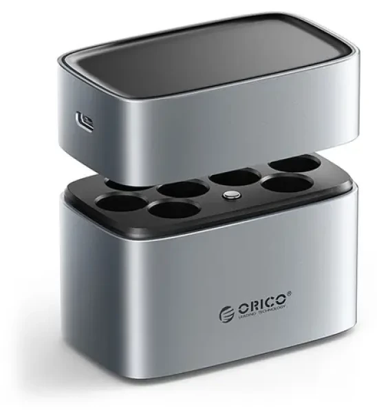 Orico EV8 stříbrná / Nabíječka baterií / AA lithiové baterie / úložný box