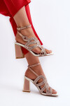 Sandály na podpatku CR952 béžovo-růžové - Step in style 39