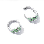 Stříbrné květinové náušnice Lian, stříbro 925/1000, Zelená