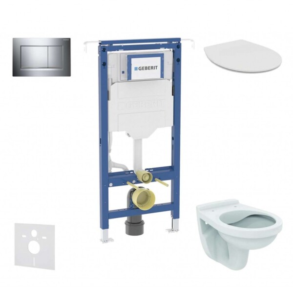 GEBERIT - Duofix Set předstěnové instalace, klozet Alpha se sedátkem, tlačítko Sigma30, chrom SANI11CD1106