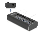 DeLock 7portový USB hub černá / USB hub / 4× USB-A 5 Gbps + 2× USB-A 10 Gbps + USB-C 10 Gbps / kovové tělo / AC adaptér (64326)
