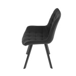 Židle jídelní, černá látka v dekoru broušené kůže, černý kov