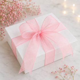 Cake star organzová stuha světle růžová šířka 4 cm